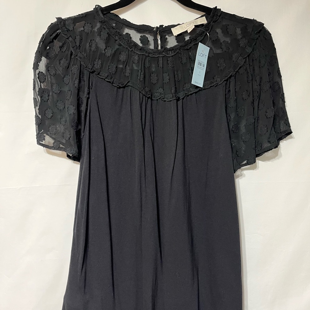 LOFT‎ Black Lace Detail Blouse